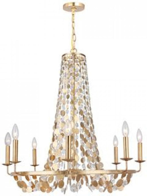 Crystorama Broche 6 Light Antique Gold Chandelier