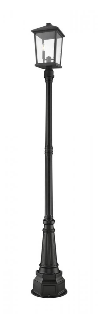 2 Light Outdoor Post Mounted Fixture | 568PHBR-564P-BK