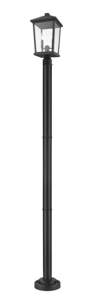 2 Light Outdoor Post Mounted Fixture | 568PHBR-567P-BK