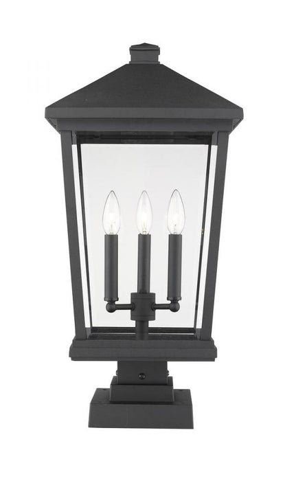 3 Light Outdoor Pier Mounted Fixture | 568PHXLS-SQPM-BK