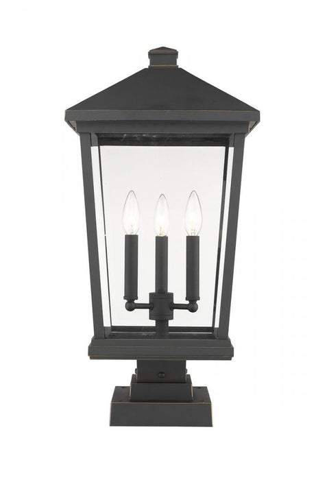 3 Light Outdoor Pier Mounted Fixture | 568PHXLS-SQPM-ORB
