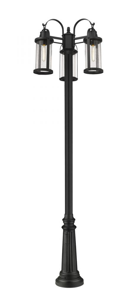 3 Light Outdoor Post Mounted Fixture | 569MP3-511P-BK