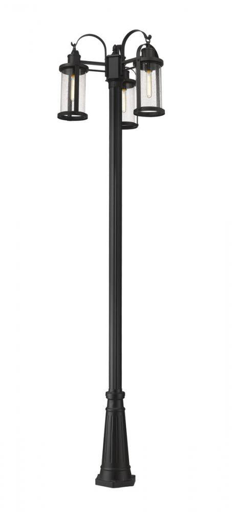 3 Light Outdoor Post Mounted Fixture | 569MP3-519P-BK