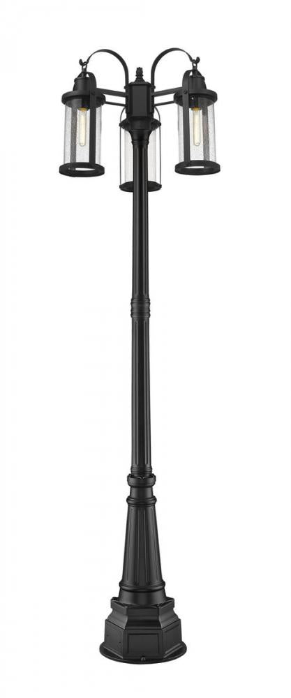 3 Light Outdoor Post Mounted Fixture | 569MP3-564P-BK