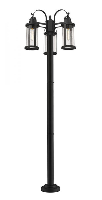 3 Light Outdoor Post Mounted Fixture | 569MP3-567P-BK