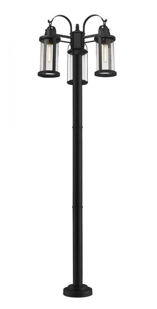 3 Light Outdoor Post Mounted Fixture | 569MP3-567P-BK