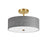  3 Light  Incandescent Semi-flush Agb W/ Grey Shade | 571-143SF-AGB-GRY