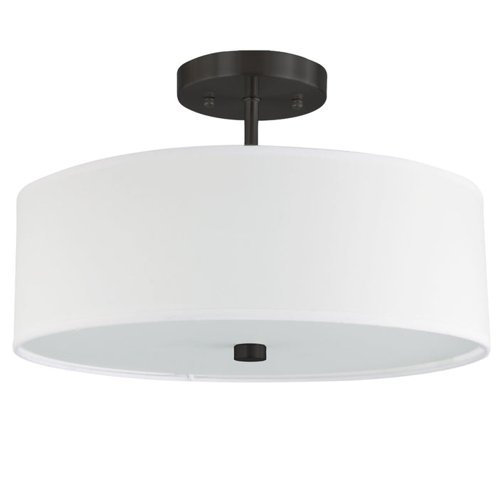  3 Light  Semi-flush Mb W/ White Shade | 571-143SF-MB-WH