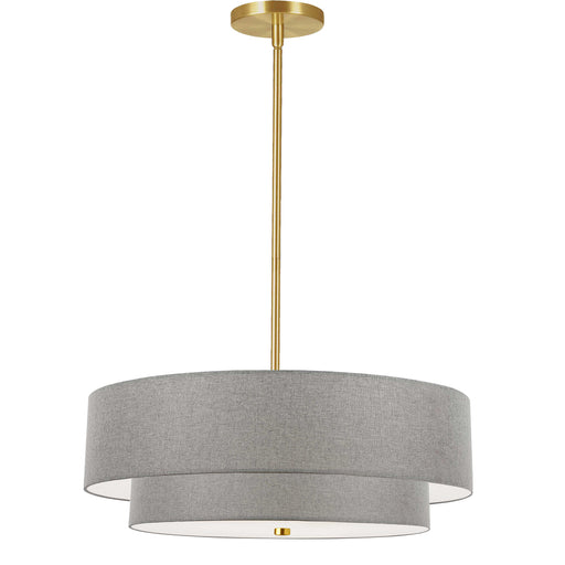  4 Light  Incand 2 Tier Pendant, Agb W/ Gry Shade | 571-224P-AGB-GRY
