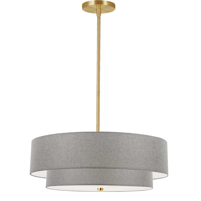 4 Light  Incand 2 Tier Pendant, Agb W/ Gry Shade | 571-224P-AGB-GRY