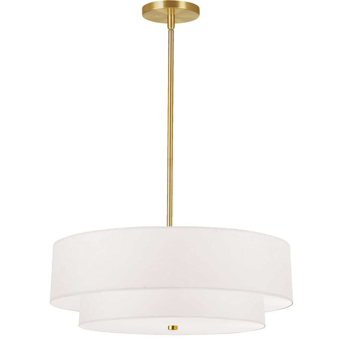  4 Light  Incand 2 Tier Pendant, Agb W/ Wh Shade | 571-224P-AGB-WH