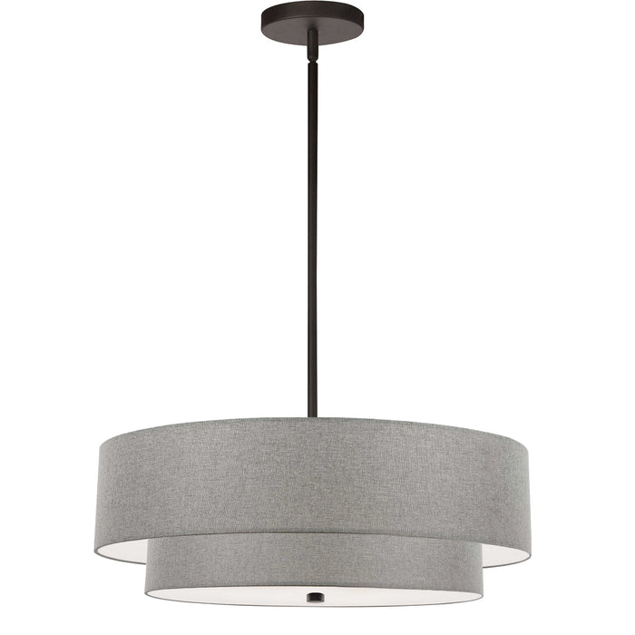 Dainolite 4 Lights Incand 2 Tier Pendant, MB w/ GRY Shade