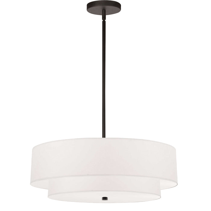  4 Light  Incand 2 Tier Pendant, Mb W/ Wh Shade | 571-224P-MB-WH