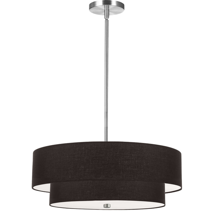 Dainolite 4 Lights Incand 2 Tier Pendant, PC w/ BK Shade