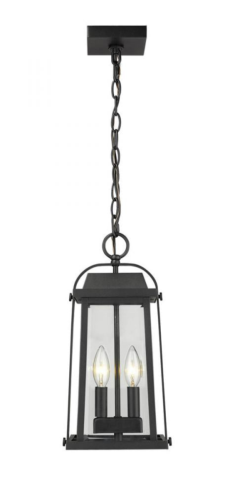 2 Light Outdoor Chain Mount Ceiling Fixture | 574CHM-BK