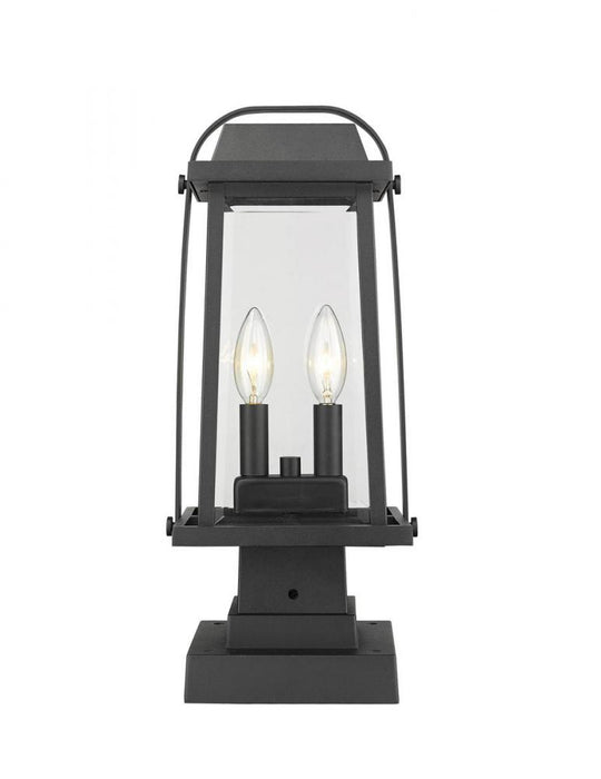 2 Light Outdoor Pier Mounted Fixture | 574PHMS-SQPM-BK