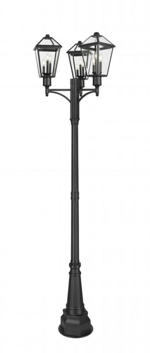 3 Light Outdoor Post Mount Fixture | 579PHBR-3-564P-BK