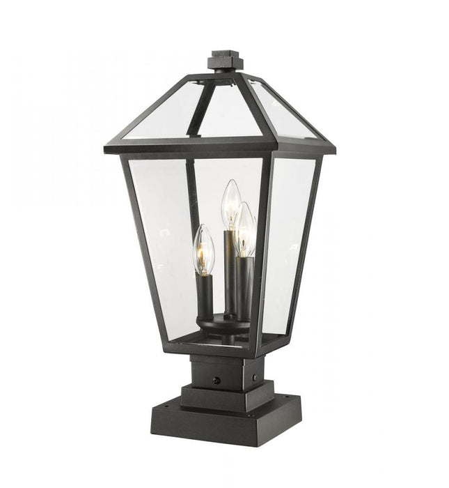 3 Light Outdoor Pier Mounted Fixture | 579PHBS-SQPM-BK