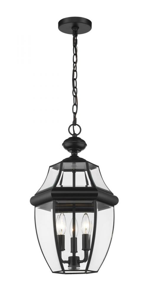 3 Light Outdoor Chain Mount Ceiling Fixture | 580CHB-BK