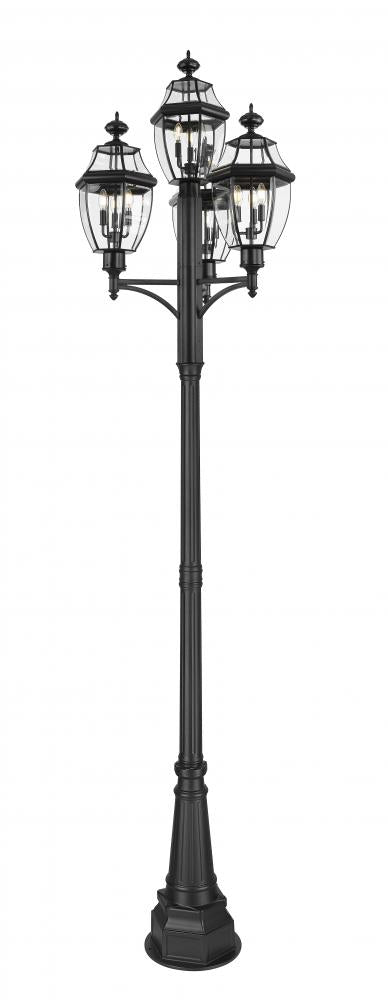 12 Light Outdoor Post Mount Fixture | 580PHB-4-564P-BK