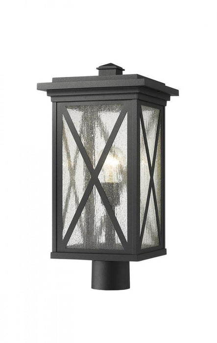 1 Light Outdoor Post Mount Fixture | 583PHBR-BK
