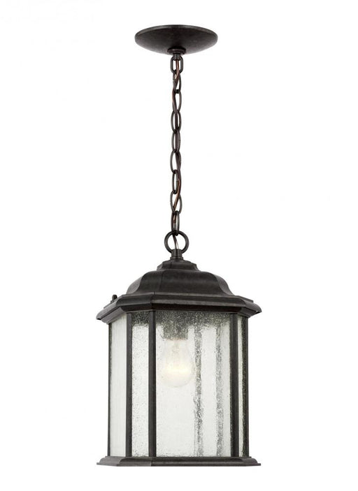 Generation Lighting Kent traditional 1-light outdoor exterior ceiling hanging pendant in oxford bronze finish with clear