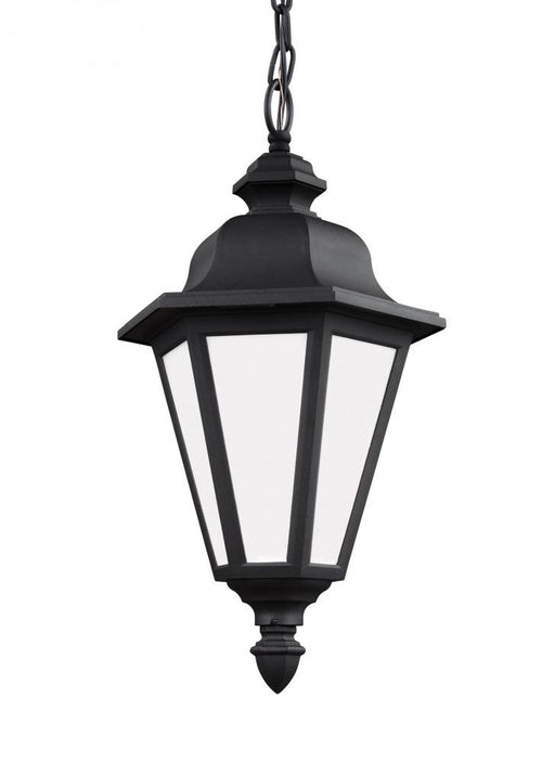 Generation Lighting Brentwood traditional 1-light outdoor exterior ceiling hanging pendant in black finish with smooth w