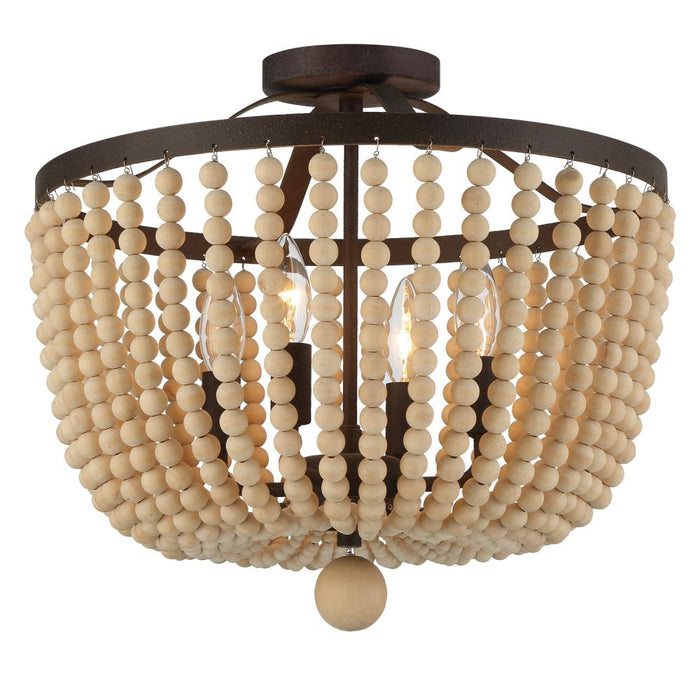 Crystorama Rylee 4 Light Forged Bronze Semi Flush Mount