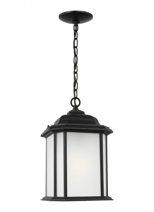 Generation Lighting Kent traditional 1-light LED outdoor exterior ceiling hanging pendant in black finish with satin etc