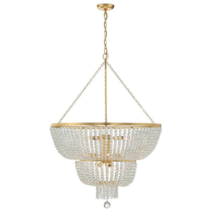 Crystorama Rylee 12 Light Antique Gold Chandelier