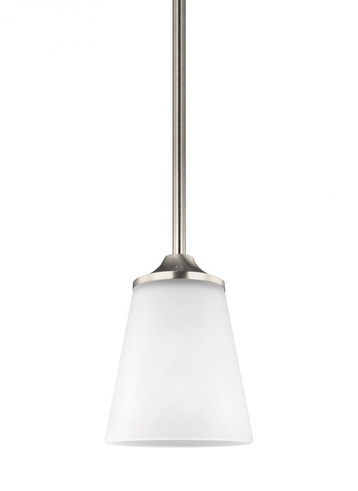 Generation Lighting Hanford traditional 1-light indoor dimmable ceiling hanging single pendant light in brushed nickel s