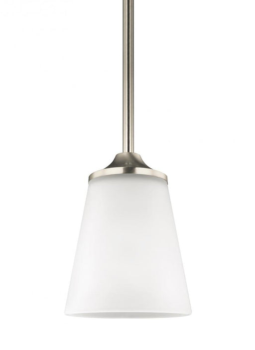 Generation Lighting Hanford traditional 1-light LED indoor dimmable ceiling hanging single pendant light in brushed nick