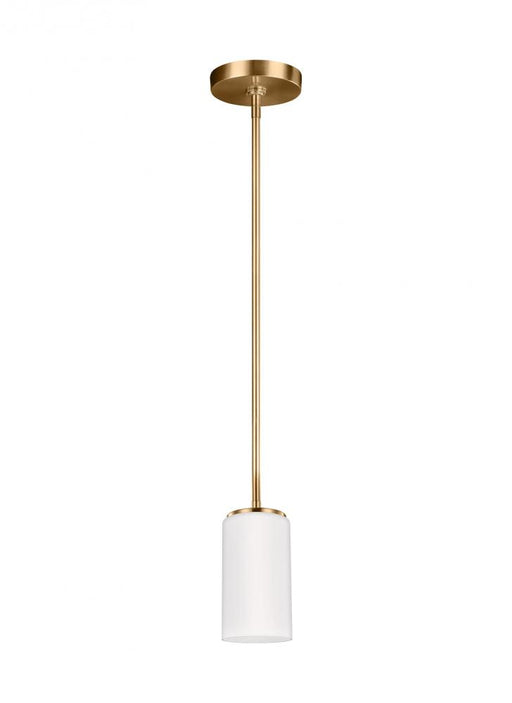 Generation Lighting Alturas contemporary 1-light indoor dimmable ceiling hanging single pendant light in satin brass gol