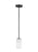 Generation Lighting Alturas indoor dimmable LED 1-light mini pendant in a midnight black finish and etched white glass s