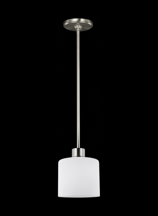 Generation Lighting Canfield modern 1-light LED indoor dimmable ceiling hanging single pendant light in brushed nickel s
