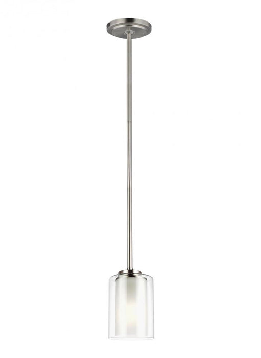 Generation Lighting Elmwood Park traditional 1-light indoor dimmable ceiling hanging single pendant light in brushed nic