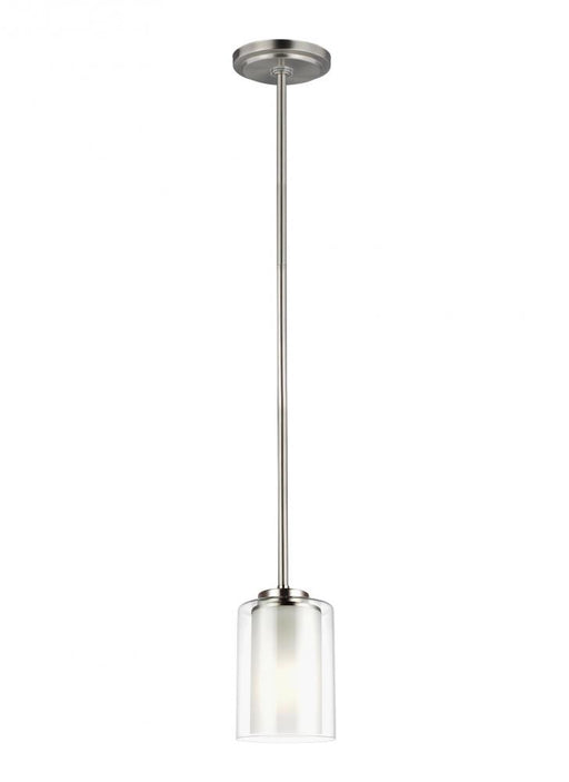 Generation Lighting Elmwood Park traditional 1-light indoor dimmable ceiling hanging single pendant light in brushed nic