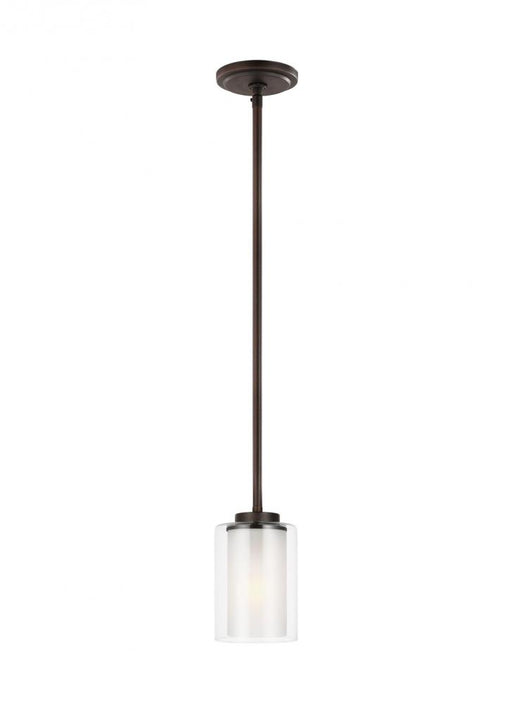 Generation Lighting Elmwood Park traditional 1-light LED indoor dimmable ceiling hanging single pendant light in bronze