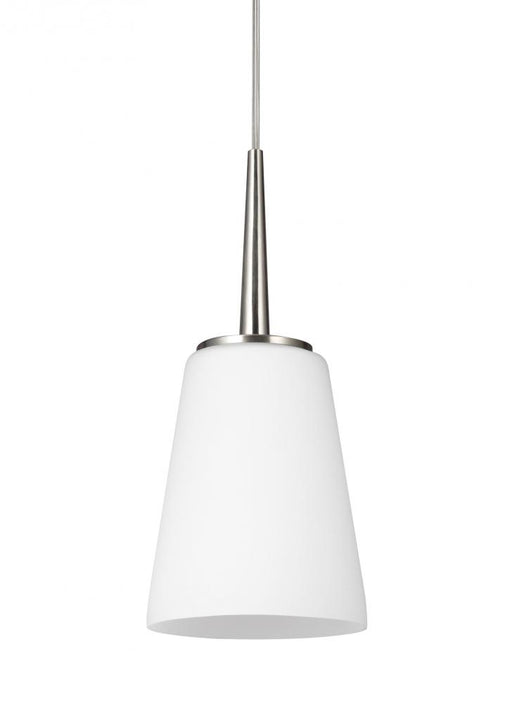 Generation Lighting Driscoll contemporary 1-light indoor dimmable ceiling hanging single pendant light in brushed nickel