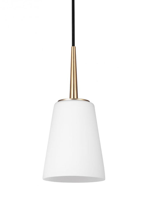 Generation Lighting Driscoll contemporary 1-light LED indoor dimmable ceiling hanging single pendant light in satin bras