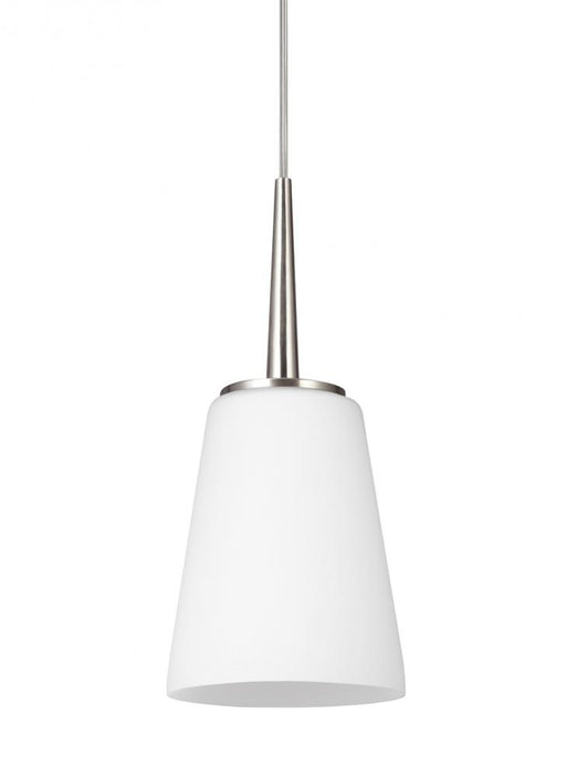 Generation Lighting Driscoll contemporary 1-light LED indoor dimmable ceiling hanging single pendant light in brushed ni