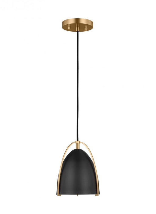 Visual Comfort & Co. Studio Collection Norman modern 1-light indoor dimmable mini ceiling hanging single pendant light in satin brass gold