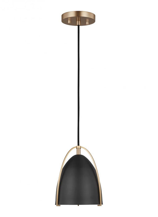 Visual Comfort & Co. Studio Collection Norman modern 1-light LED indoor dimmable mini ceiling hanging single pendant light in satin brass g