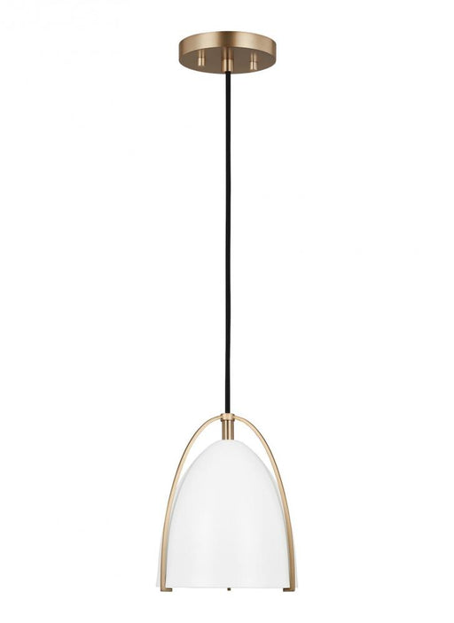 Visual Comfort & Co. Studio Collection Norman modern 1-light indoor dimmable mini ceiling hanging single pendant light in satin brass gold