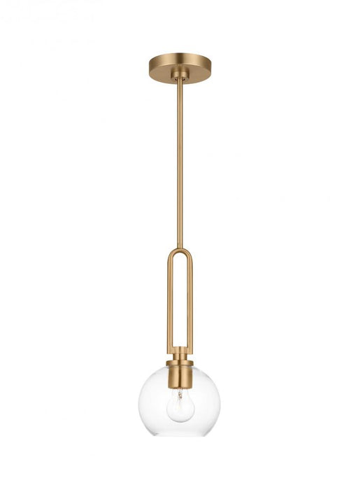 Visual Comfort & Co. Studio Collection Codyn contemporary 1-light indoor dimmable mini pendant in satin brass gold finish with clear glass