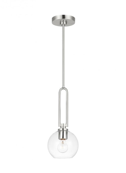 Visual Comfort & Co. Studio Collection Codyn contemporary 1-light indoor dimmable mini pendant in brushed nickel silver finish with clear g