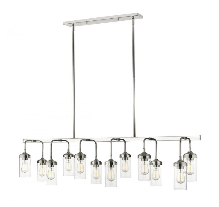 12 Light Linear Chandelier | 617-12L-PN