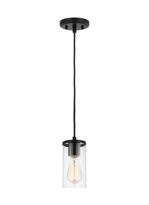 Visual Comfort & Co. Studio Collection Zire dimmable indoor 1-light mini pendant in a midnight black finish with clear glass shade