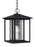 Generation Lighting Hunnington contemporary 1-light outdoor exterior pendant in black finish with clear seeded glass pan