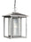Generation Lighting Hunnington contemporary 1-light outdoor exterior pendant in weathered pewter grey finish with clear